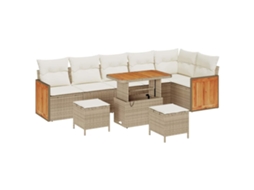 Maison Exclusive - Conjunto De Sofá De Jardim 11 Pcs Bege E Creme Vime Pe