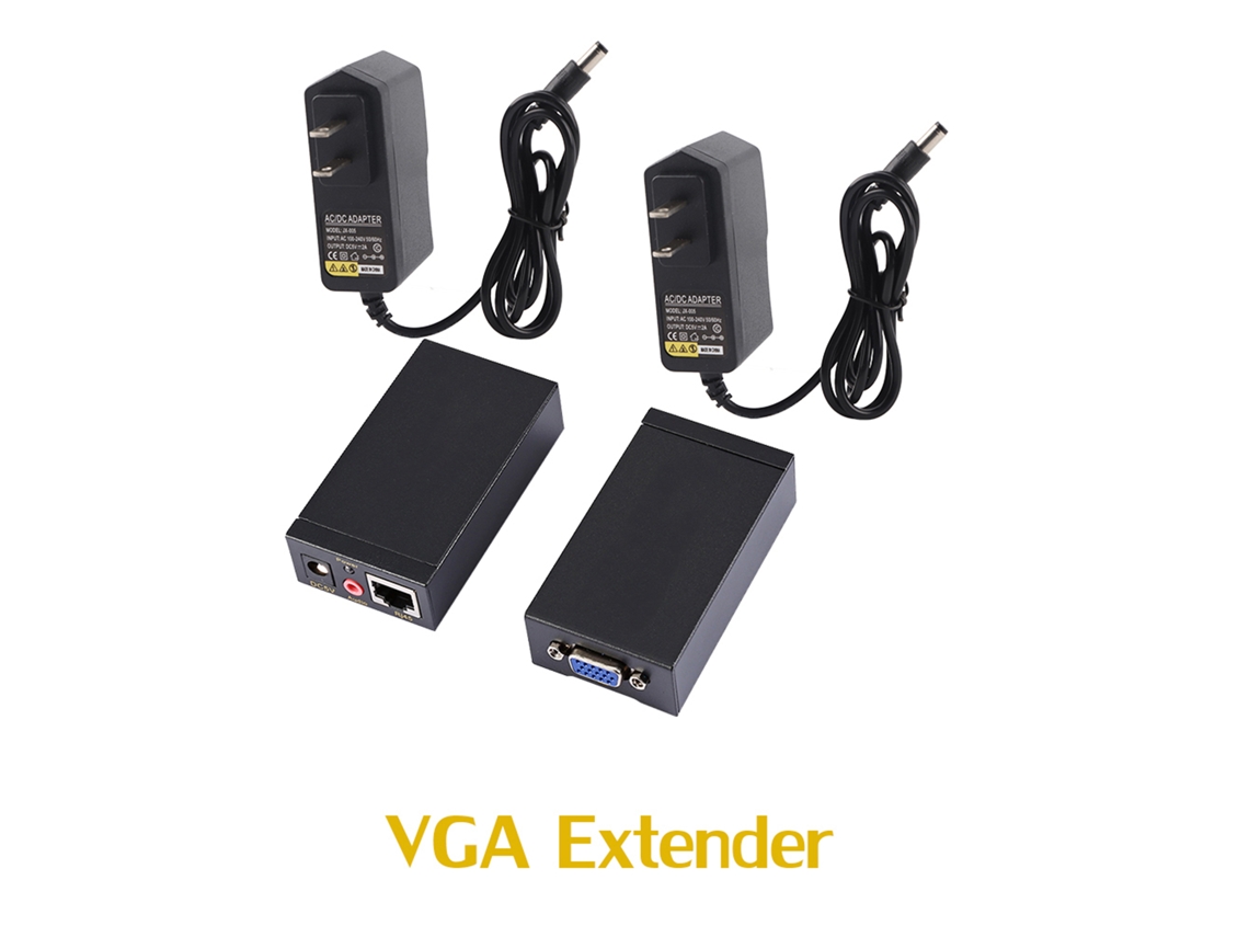 Extensor de vídeo e áudio VGA SVGA 1080p, 100m, sobre RJ45 Cat5e/6, com plugue americano CHABERLU