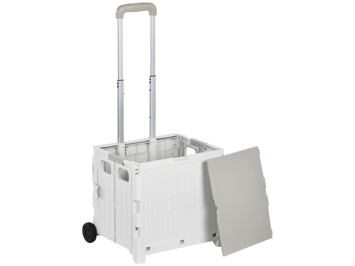 Carrinho de compras dobrável 41,5x32,5x85cm branco capacidade 32l 2 rodas S/MARCA