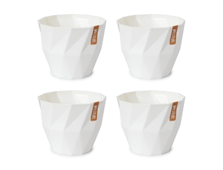 Conjunto de 4 Vasos Decorativos Redondos de 15 cm com Textura. Off white ARECA