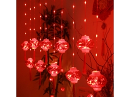 Luzes de Cortina de Lanternas Vermelhas Led | S/MARCA