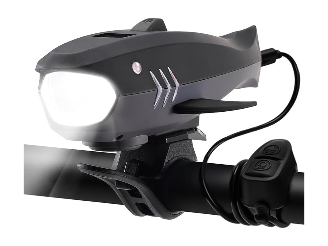 Buzina De Bicicleta Com Luz, Campainha Elétrica De 120db E Farol Recarregável De 400lm, À Prova D'água Ipx4 (preta)