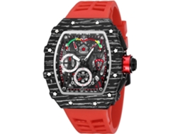 Lurelia Relógio Cronógrafo Masculino, Pele, Silicone, Vermelho