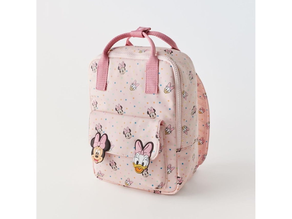 Bandeja de Plástico Rosa Claro com Estampa Bolinhas e Botões Escondidos Mochila Infantil Fofa Ar BRILVIBERA