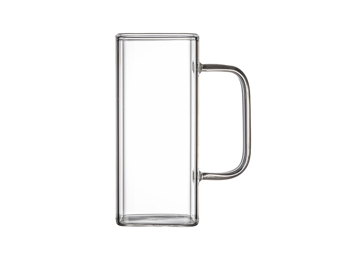 Copo de Vidro Quadrado Elegante, Caneca de Cerveja Quadrada Reutilizável, Material AQUAFORGE