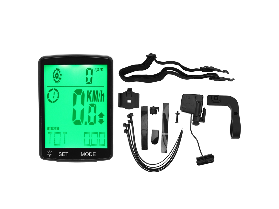 Ciclocomputador LED de 2,8 polegadas com velocímetro e cronômetro - Acessórios de ciclismo verdes