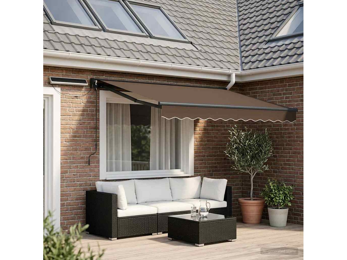 Vidaxl Toldo Retrátil Elétrico Cinzento-acastanhado 3,5 X 2,5 M