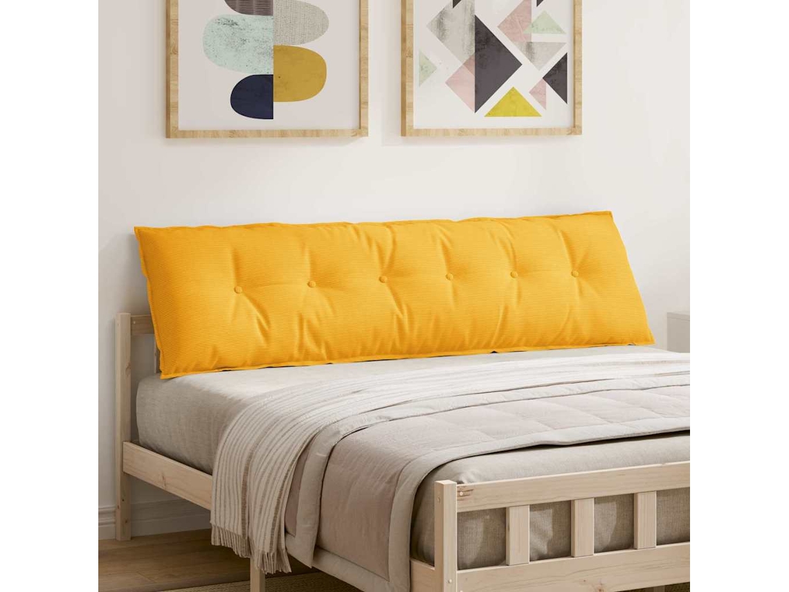 Vidaxl Travesseiro Para Costas Amarelo Claro 180 X 50 Cm