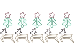 Clips de papel em formato de árvore de Natal e rena, 100 unidades, metal, aço inoxidável, pequenos clipes de mesa.