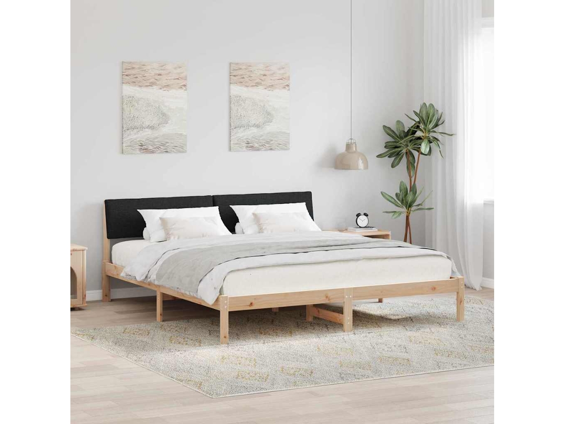 Vidaxl Estrutura Da Cama Com Cabeceira Castanho E Preto 200 X 200 Cm