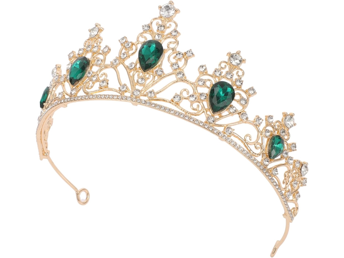 Penteado Retrô Elegante E Robusto Com Coroa Verde Para Ocasiões De Casamento.