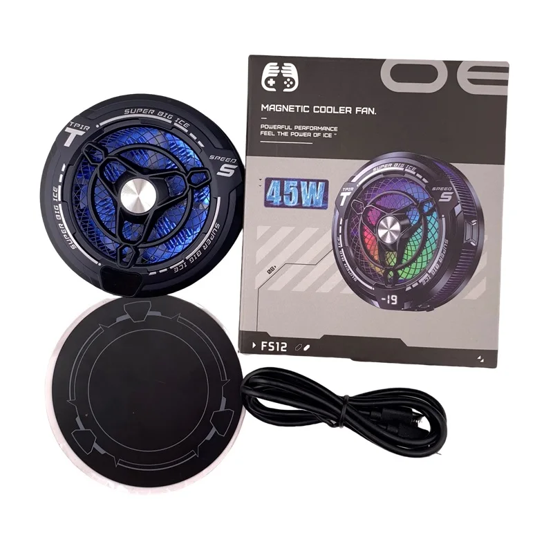 Potente cooler magnético RGB para celulares com dissipação de calor.