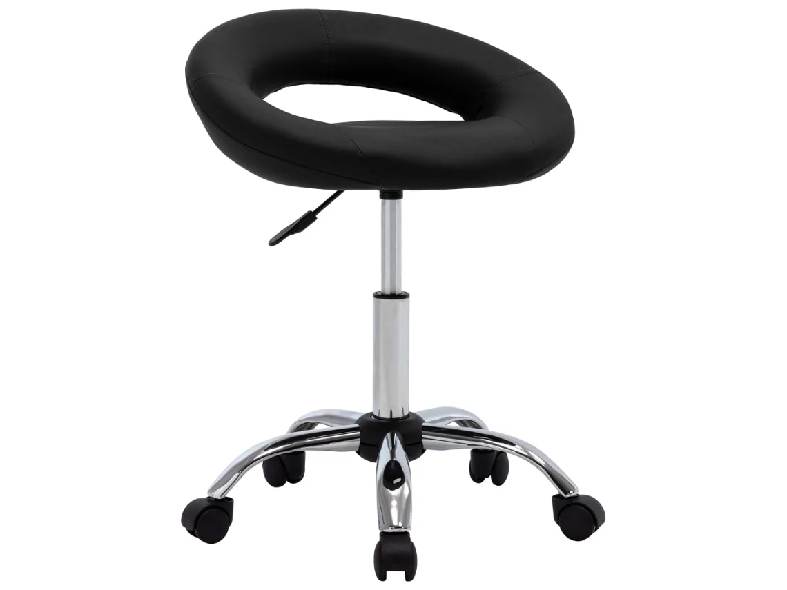 Vidaxl Cadeira De Trabalho Com Rodas Couro Artificial Preto