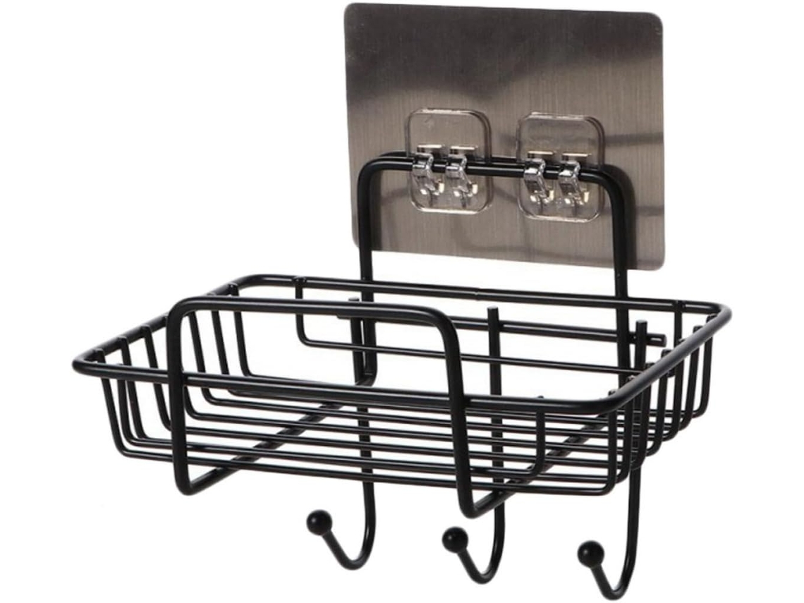 Saboneteira De Parede Ciieeo, Suporte Para Sabonete De Banheiro, Ferro Preto Com Gancho, Ideal Para Cozinha