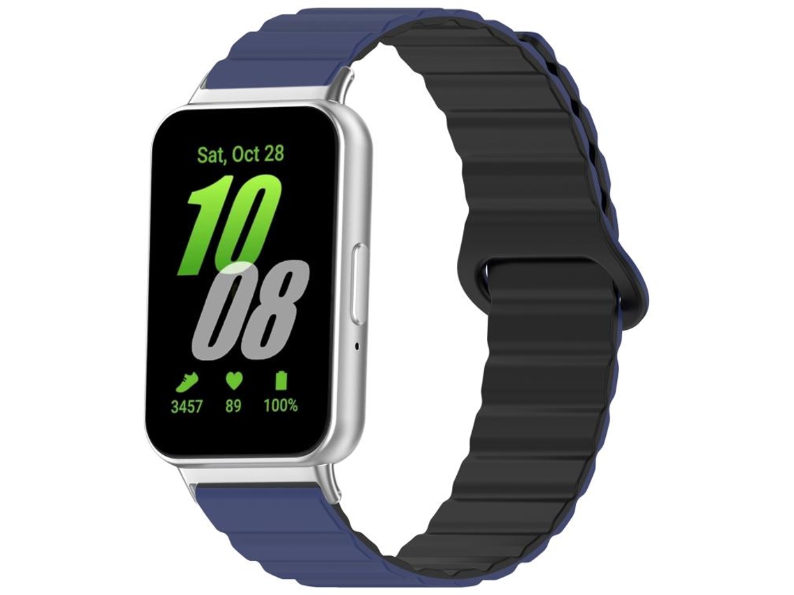Bracelete para Samsung Galaxy Fit 3 Silicone Brilhante Magnético Loop Azul Escuro e Preto XIAOMOYU