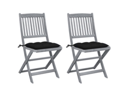 Cadeiras Exterior Dobráveis C/ Almofadões 2 Pcs Acácia Maciça Dkd Home Decor
