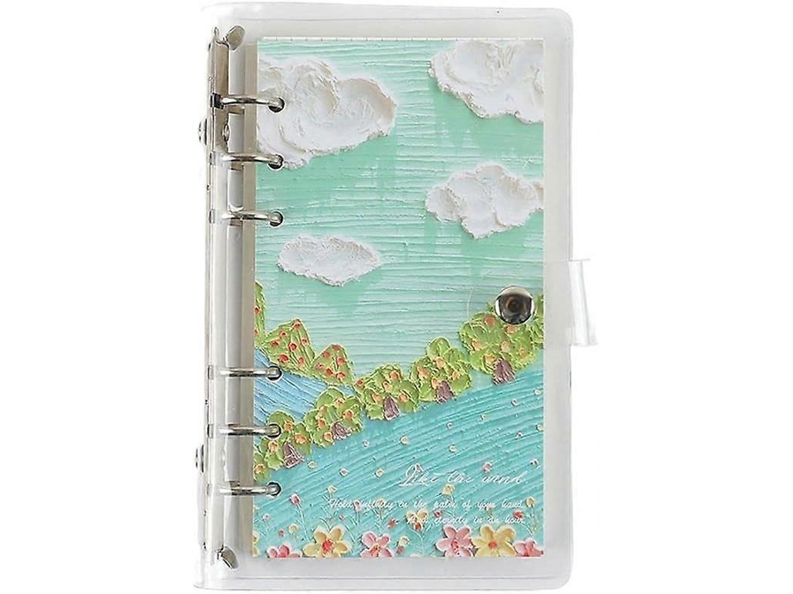 Caderno de folhas soltas recarregável, diário, 100 folhas, caderno de metal destacável, clipe para folhas soltas, lembrete Slowmoose (adesivo S)