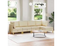 Vidaxl Conjunto De Sofá Modular Com Armazenamento 5 Pcs Creme Tecido