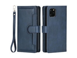 Suporte Casa Pega Para Iphone 14 Plus Pele Sintética Magnética Com Porta-cartões Azul