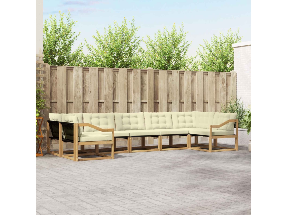 Vidaxl Conjunto De Sofás Para Exterior 7 Pcs Branco E Creme