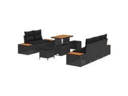 Conjunto 8 Assentos De Jardim Vidaxl Preto Vime Pe (90 X 55 X 71 Cm)