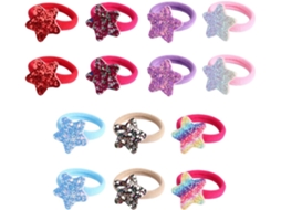 Conjunto De 14 Elásticos De Cabelo Em Nylon Em Formato De Estrela Com Glitter Colorido, Macios.