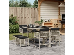 Vidaxl 9 Pcs Conjunto De Jantar P/ Jardim C/ Almofadões Cinzento Claro