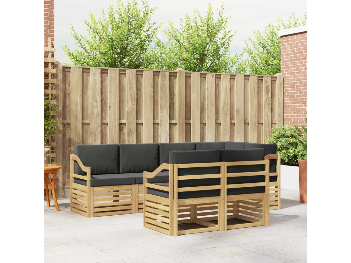 Vidaxl Conjunto De Sofás Para Exterior 7 Pcs Branco E Antracite