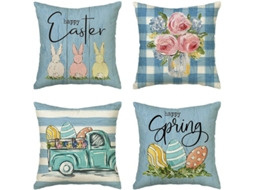 Conjunto De 4 Capas De Almofada De Páscoa, 45 X 45 Cm, Com Decoração Para Sofá.