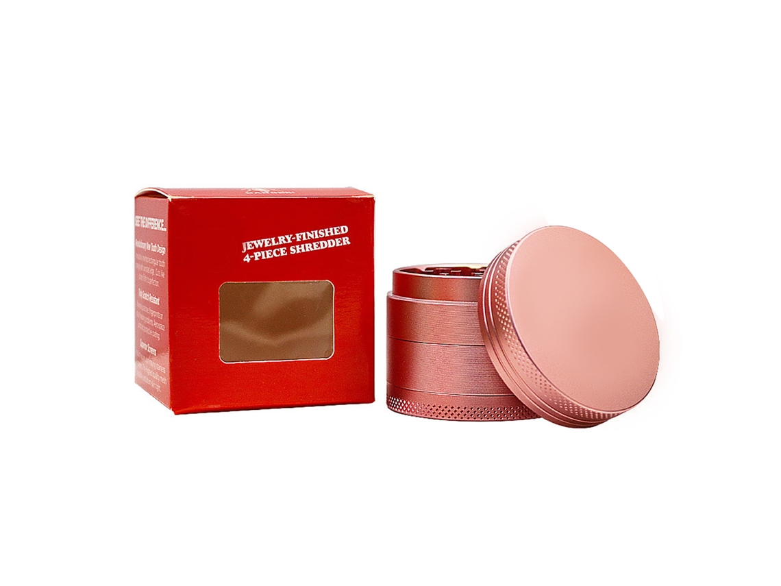 Moedor de Ervas 50mm Liga de Zinco 4 Camadas com Agarre Firme Rosa para Especiarias e Fumo