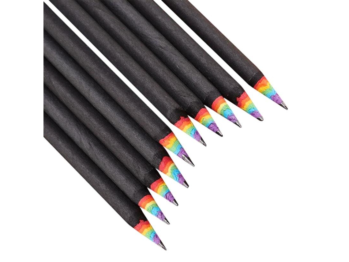 10X Lápis com Cores Do Arco-Íris Preto