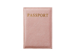 Porta-passaporte Em Couro Rosa Com Detalhes Sintético Dourado