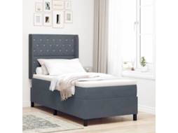 Vidaxl Cama Box Com Colchão Com Led Cinza Escuro 90 X 190 Cm Veludo