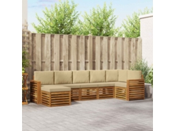Vidaxl Conjunto De Sofá Sectional Com Almofada 7 Pcs Natural E Bege