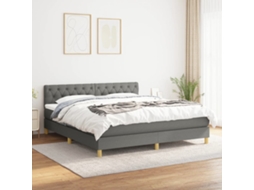 Cama Com Molas/colchão 160x200 Cm Tecido Cinzento-escuro