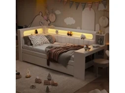 Sofá-cama 90x200 Usb Led Auxiliar Escrivaninha Branco