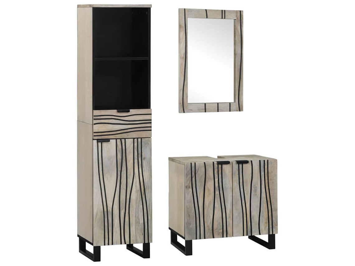 Vidaxl Conjunto De Móveis Para Banheiro 3 Unid. Branco