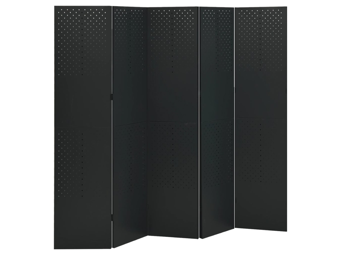 Vidaxl Divisória De Quarto Com 5 Painéis Aço 200x180 Cm Preto