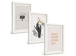 Composição De Quadros Ilustrações Minimalistas Boho Espelharte (3 Peças 20x30 Cm)