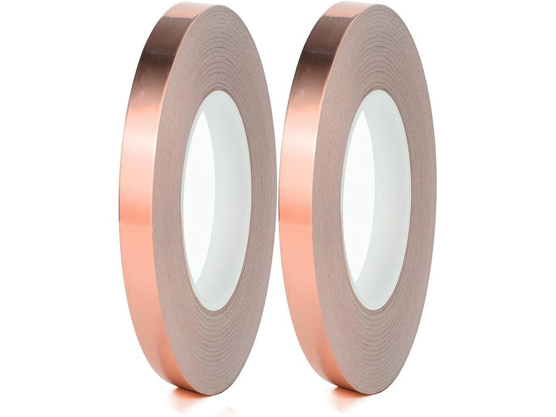 Fita De Lâmina De Cobre Linjou, 2 Rolos Com Adesivo Condutivo Duplo Para Vidro Estampado, Guitarra E Artesanato