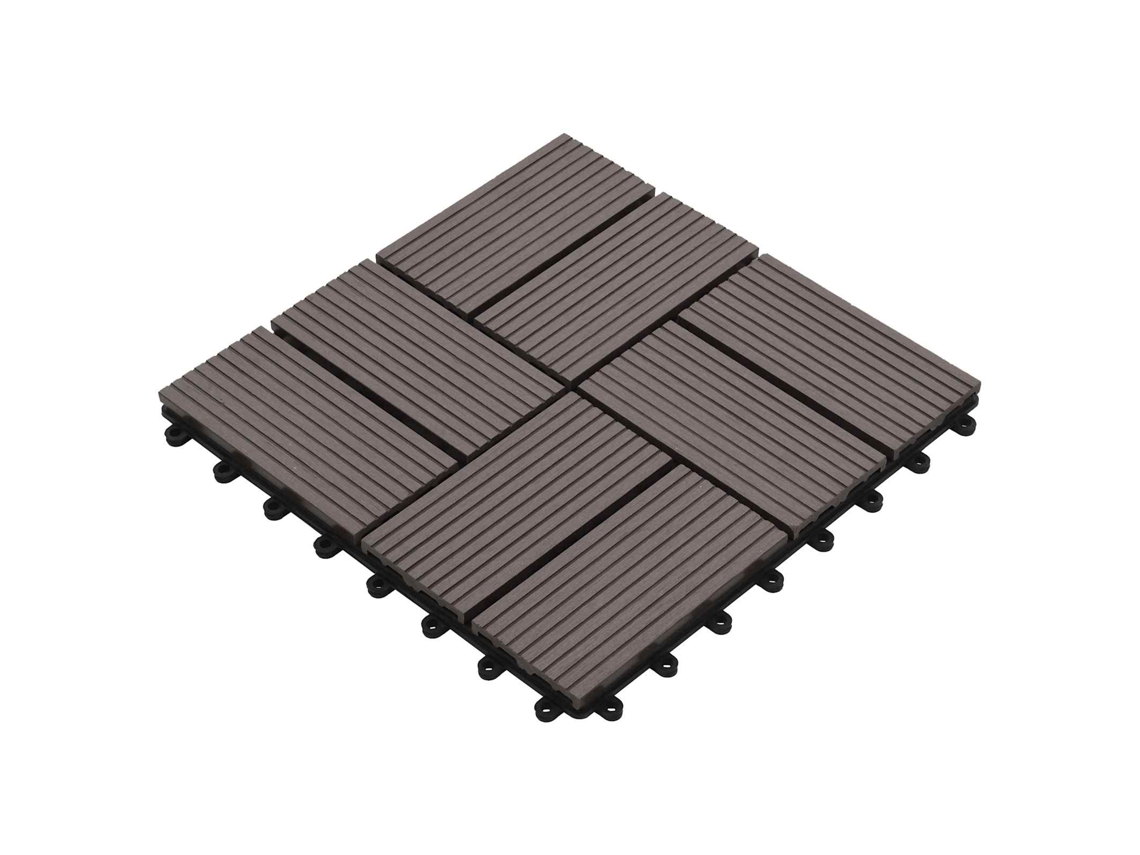 Vidaxl Telha De Deck 11 Unid. Marrom Escuro 30 X 30 Cm Wpc