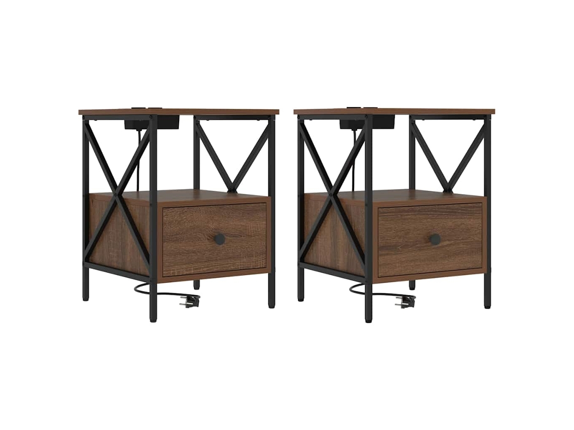 Conjunto de 2 Armários de Cabeceira Carvalho Marrom 41.5x40.5x55 cm MAISON EXCLUSIVE