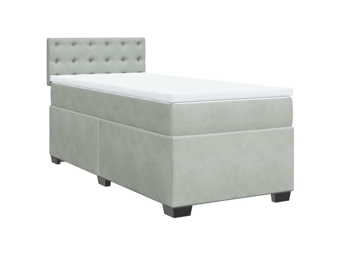 Conjunto 1 Cama Box Spring Vidaxl Cinzeto Veludo (200 X 80 X 100.5 Cm)
