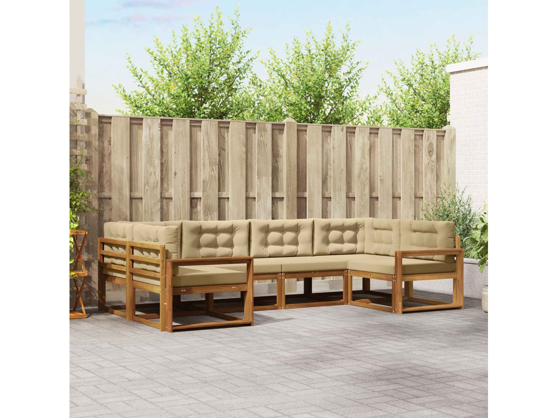 Vidaxl Conjunto De Sofás Para Exterior 6 Pcs Natural E Bege