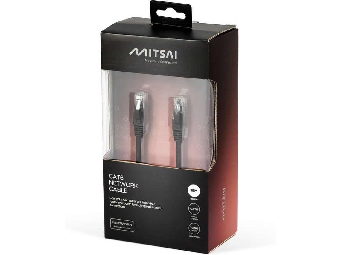 Cabo de Rede MITSAI (Outlet Caixa Aberta - RJ45 - 15m - Preto)