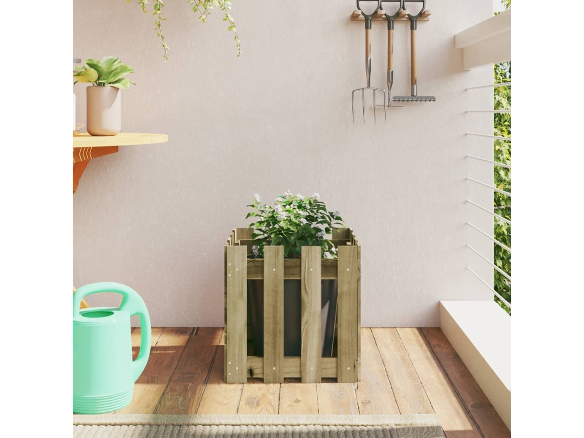 Vidaxl Vaso De Jardim C/ Design De Cerca 40x40x40 Cm Pinho Impregnado