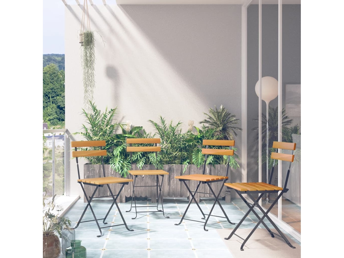 Cadeira De Bistrô Dobrável 4 Pcs Madeira De Acácia Maciça Dkd Home Decor