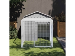 Vidaxl Gaiola Para Galinhas Com Corredor Cinza Claro 117x201x123 Cm Aço Galvanizado