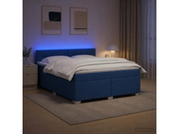 Vidaxl Cama Box Spring Com Colchão E Led Azul 180 X 200 Cm Tecido