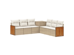 Vidaxl Conjunto De Sofás 7 Pcs Bege E Branco Creme